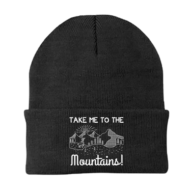 Hiking Take Me To The Mountains Embroidered Beanie